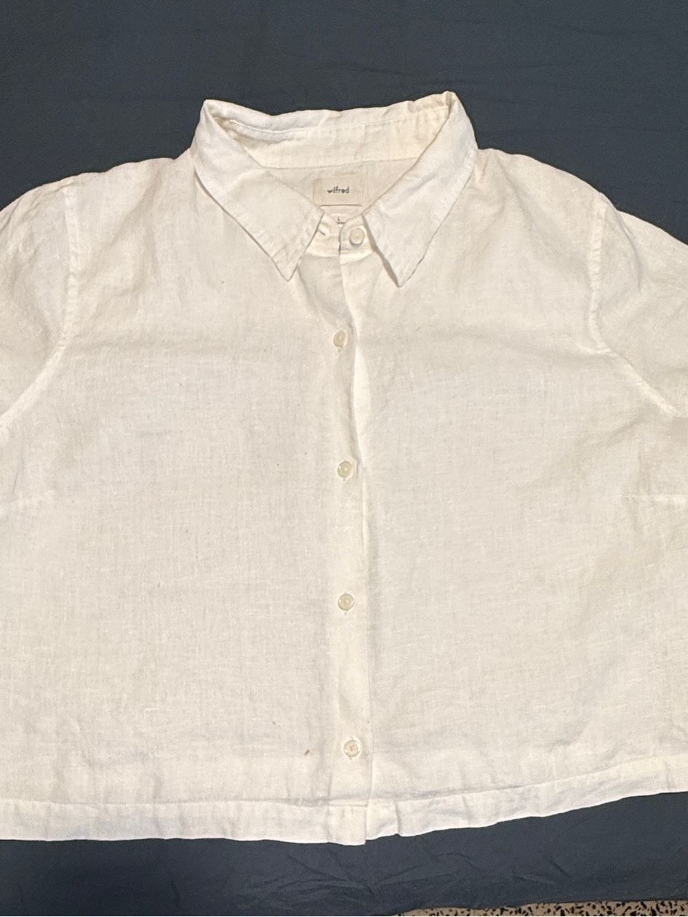 Aritzia Wilfred Linen Boxy Crop Top White